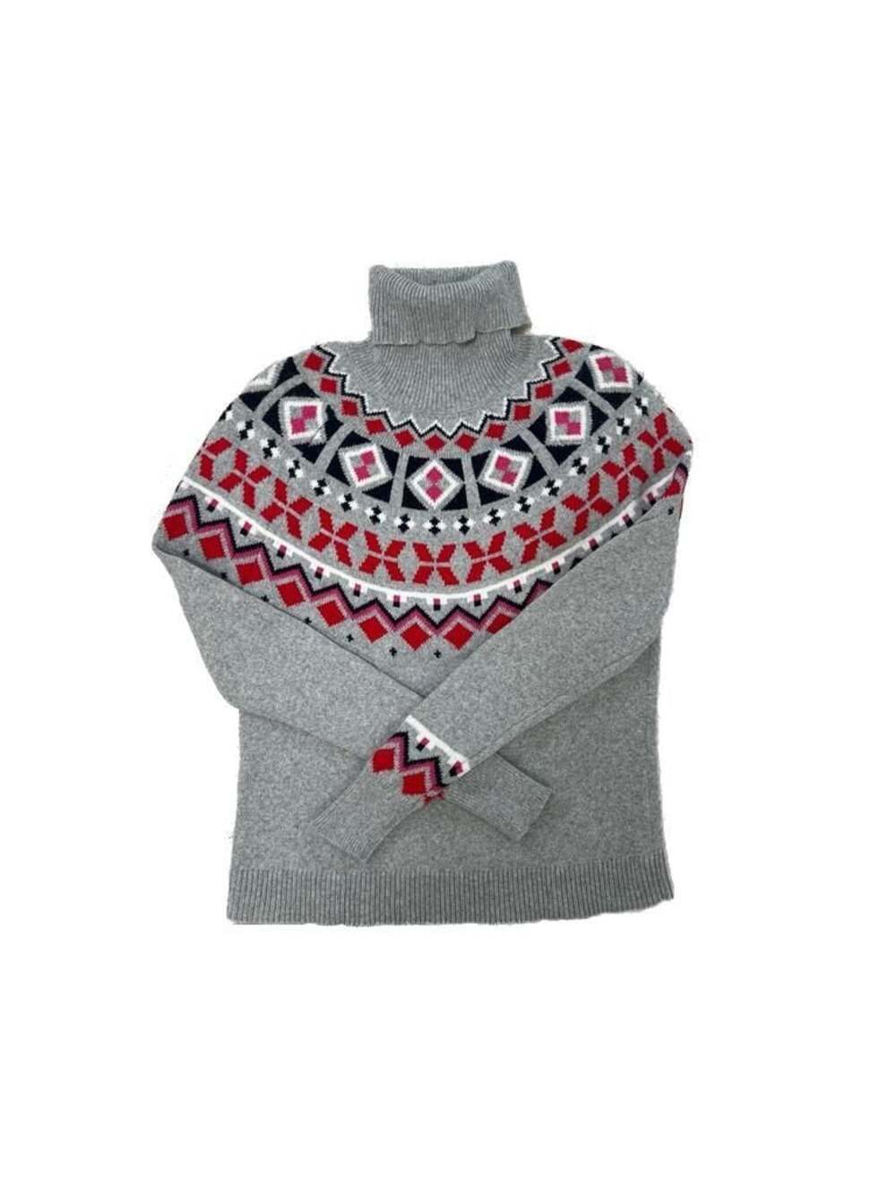 1901 Nordstrom Fair Isle Turtleneck Cotton Blend Sweater XSmall
